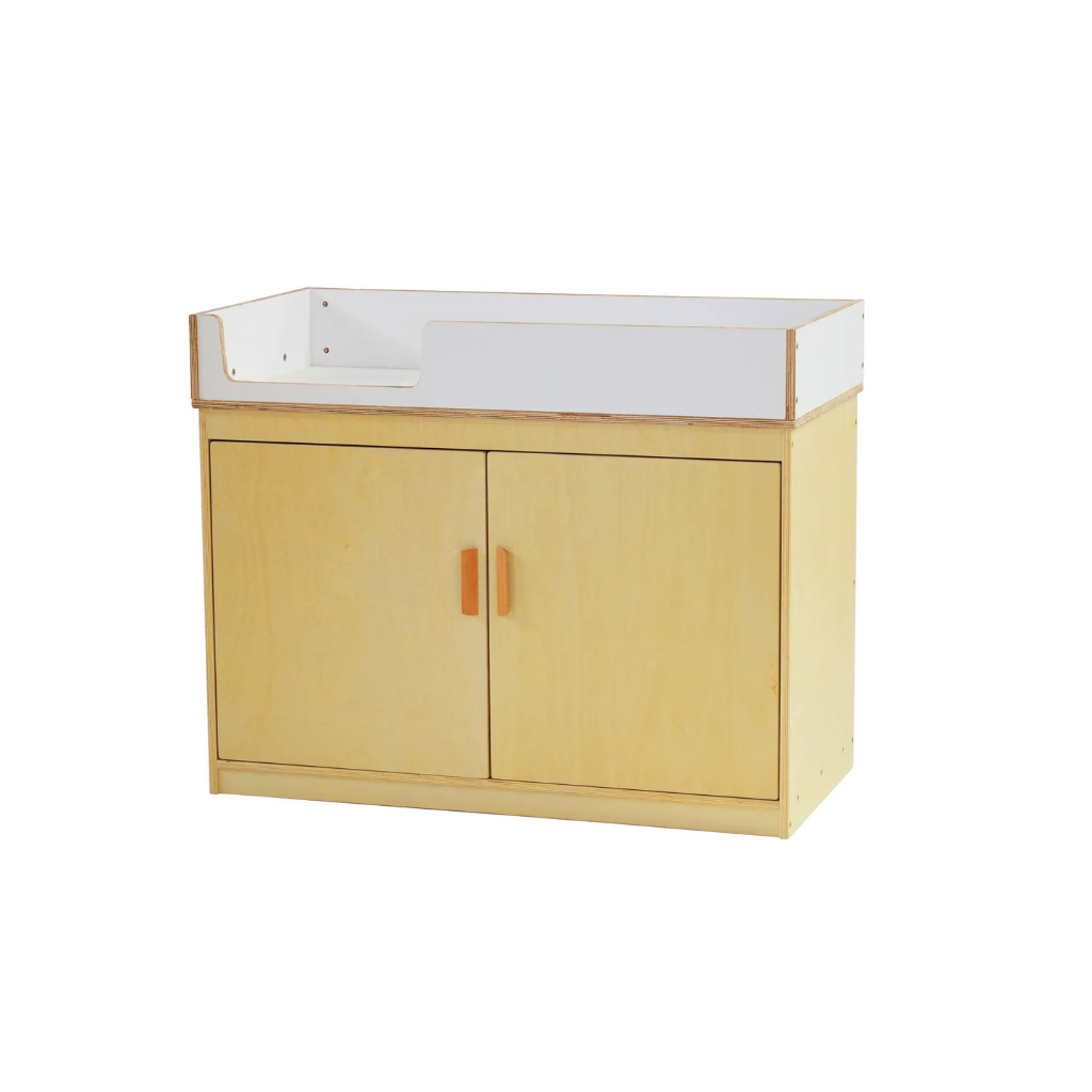 Birch Changing Table with Storage Cabinet