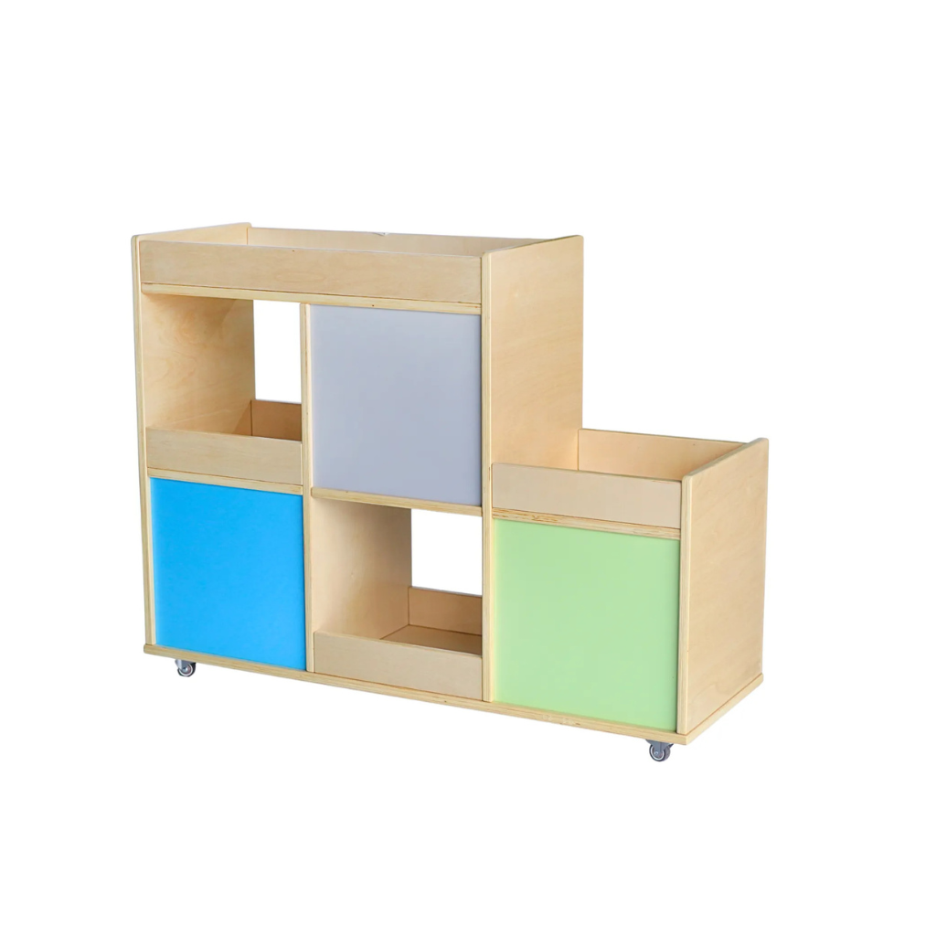 Mobile Cubby Shelf with Optional Coloured Back Panels