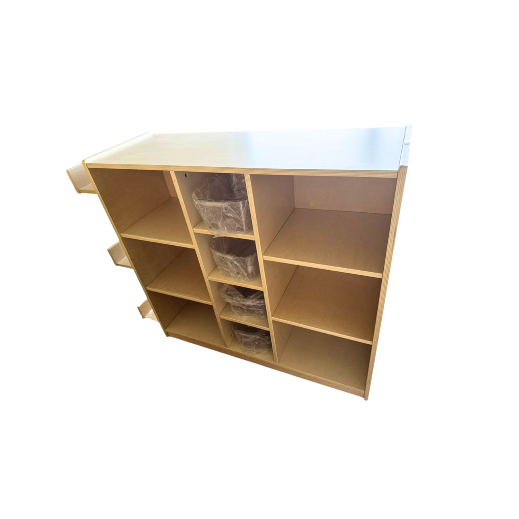 Multi-Compartment Storage Shelf with Side Display - Square