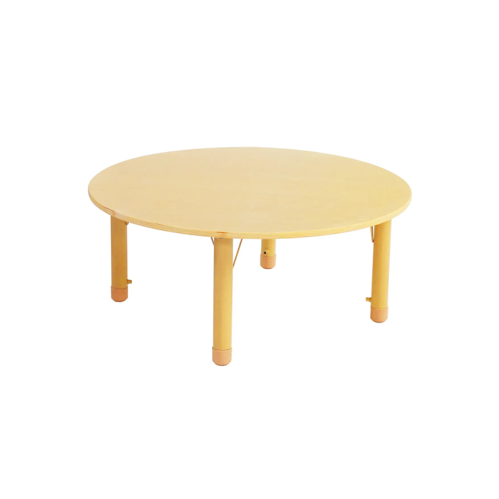 Round Birch Plywood Table - Adjustable Height (37-60cm)