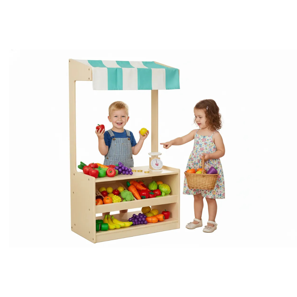 Market Stall with Blue and White Canopy - 2 Sizes