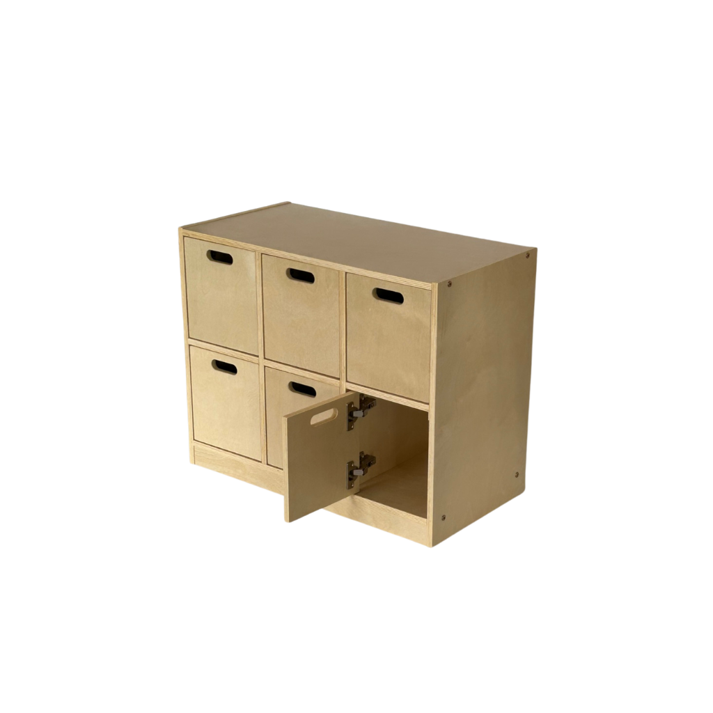 6-Compartment Wooden Locker Unit