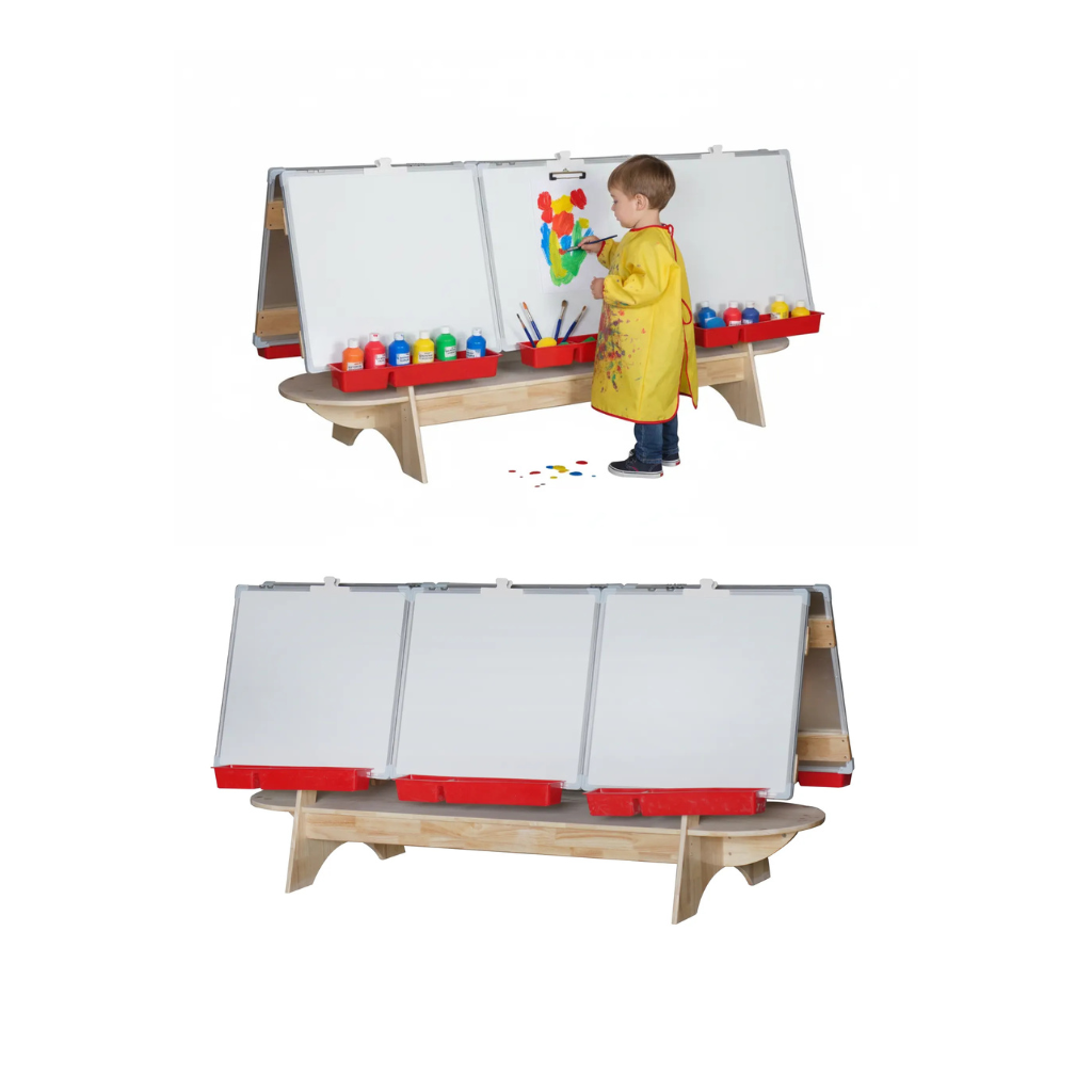Long Double-Sided Wooden Art Easel Station