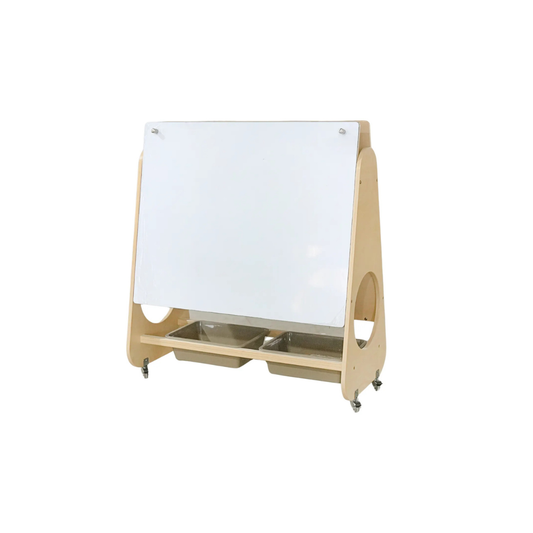 Mobile Whiteboard Easel with Storage Tubs