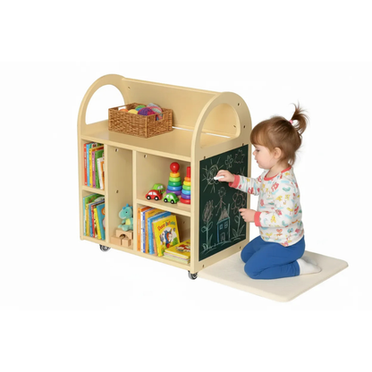 Mobile Storage Trolley w/ Whiteboard & Blackboard