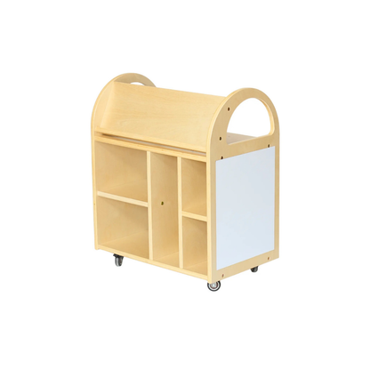Mobile Storage Trolley w/ Whiteboard & Blackboard