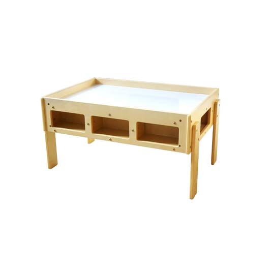 Wooden Light Table with Storage Cubbies