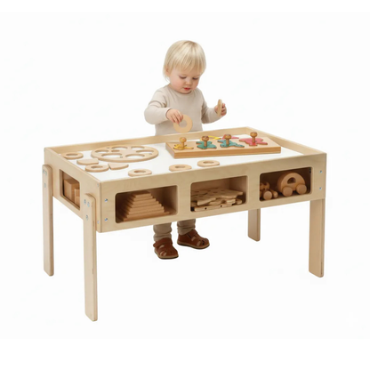 Wooden Light Table with Storage Cubbies