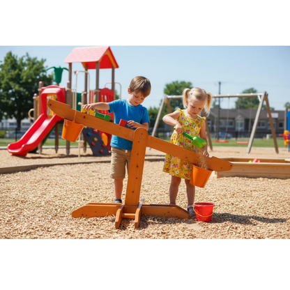 Large Wooden Balance Scale with Buckets