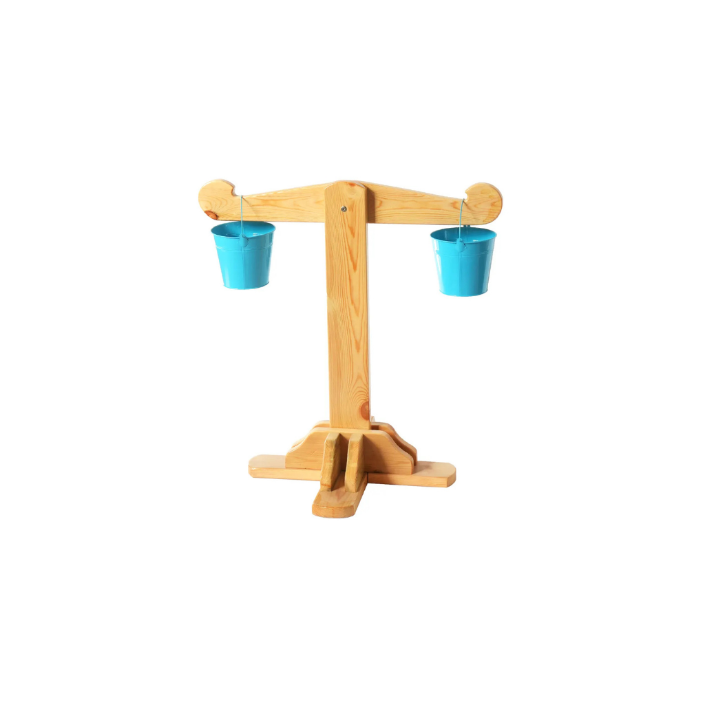 Wooden Balance Scale with Buckets