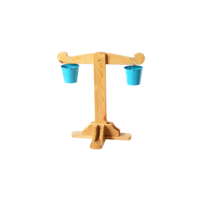 Wooden Balance Scale with Buckets