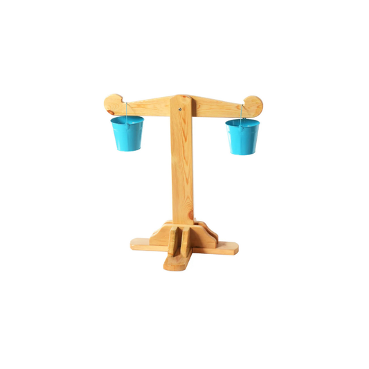 Wooden Balance Scale with Buckets