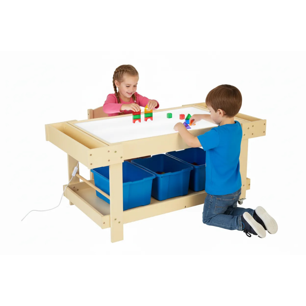 Large Rectangular Light Table with Storage Shelf