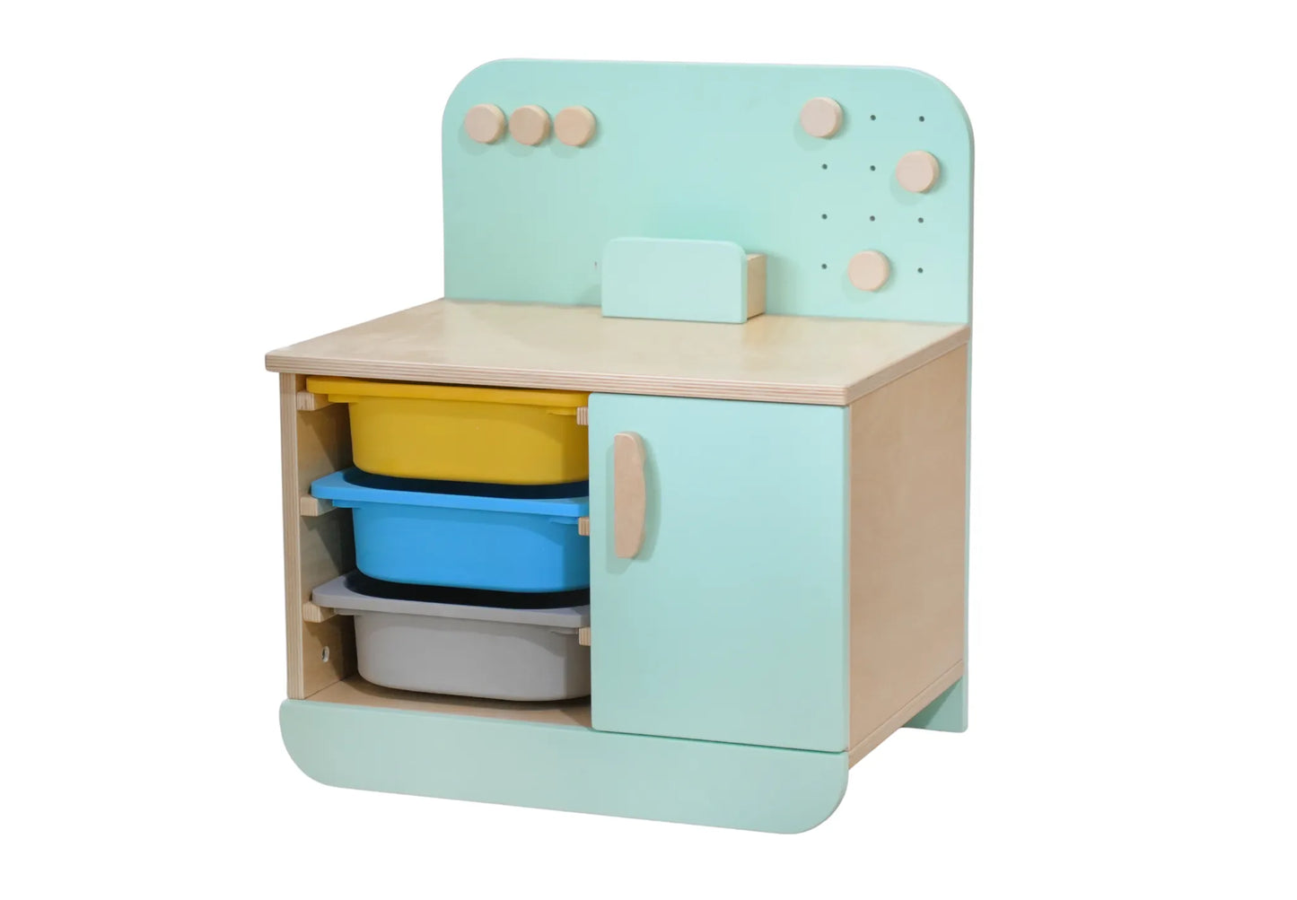 Toddler Play Kitchen & Storage Unit - Pastel Birch