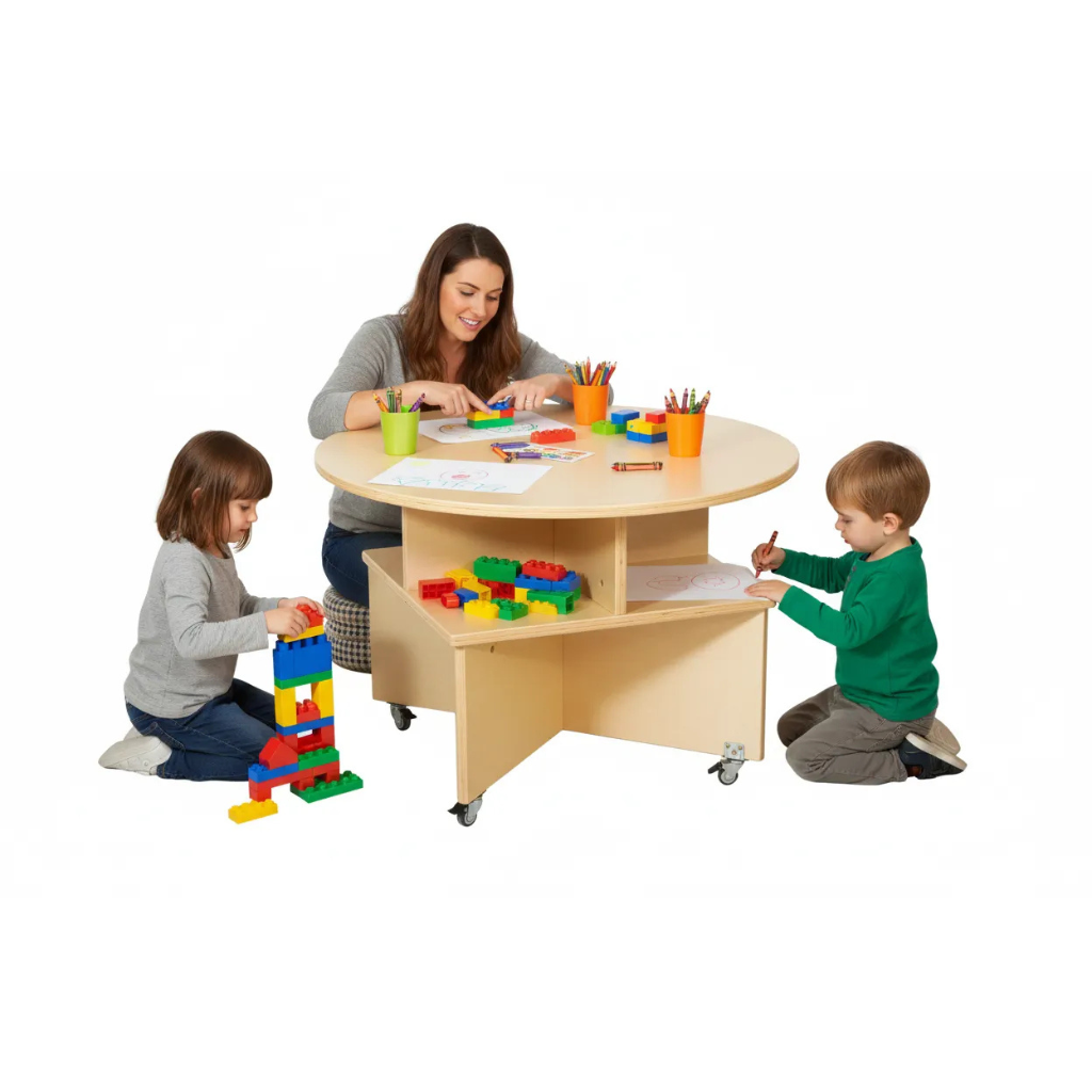 Birch Round Activity Table - Mobile Storage Base