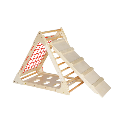 Indoor Birch Climbing Triangle Set - Ladder & Slide Combo