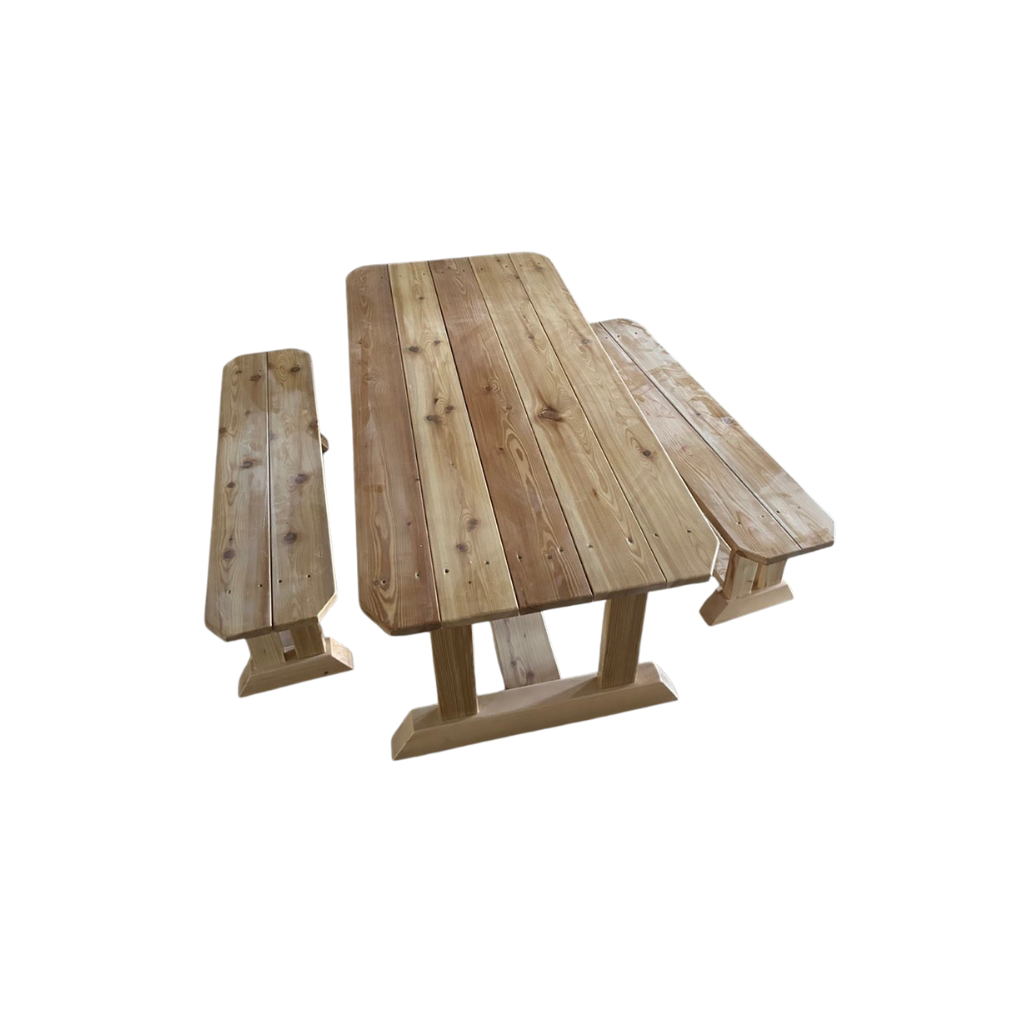 Outdoor Timber Picnic Table Set (Table + 2 Benches)