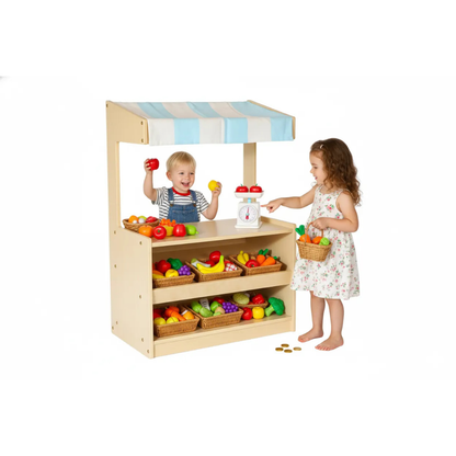 Market Stall with Blue and White Canopy - 2 Sizes